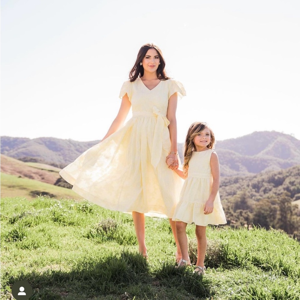 NWT Rachel Parcell Yellow Gingham Lace Dress Size Small